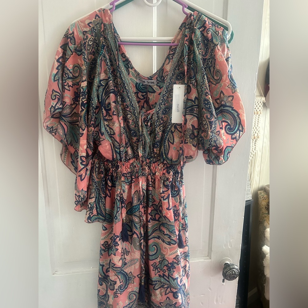 Elegant Pink Paisley Dress